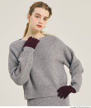 【可配套】細閃螺紋針織船領毛衣