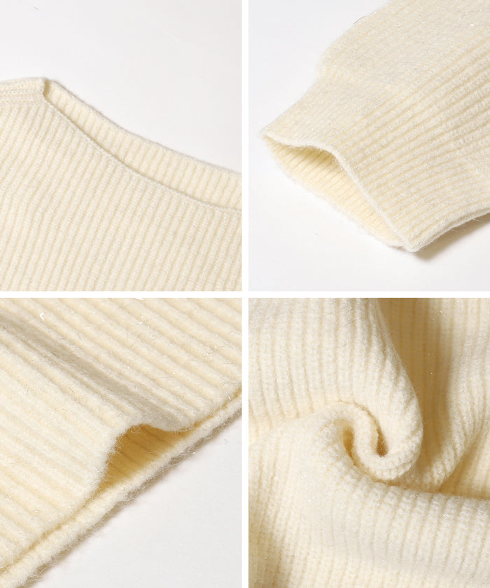 【可配套】細閃螺紋針織船領毛衣