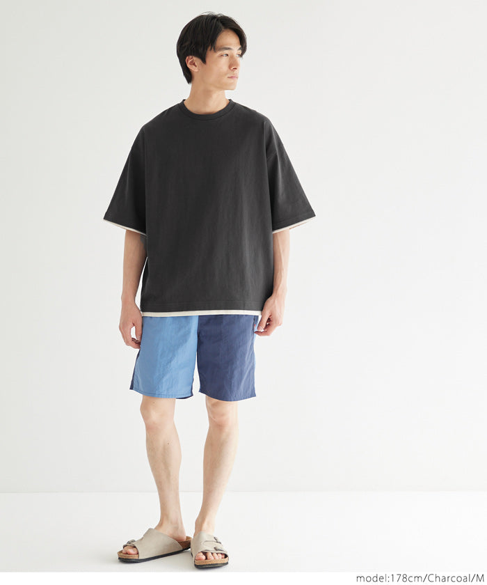 【重磅棉】男裝假兩件層次風格T恤 T-shirt 上衣