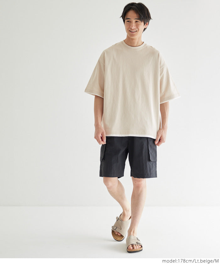 【重磅棉】男裝假兩件層次風格T恤 T-shirt 上衣