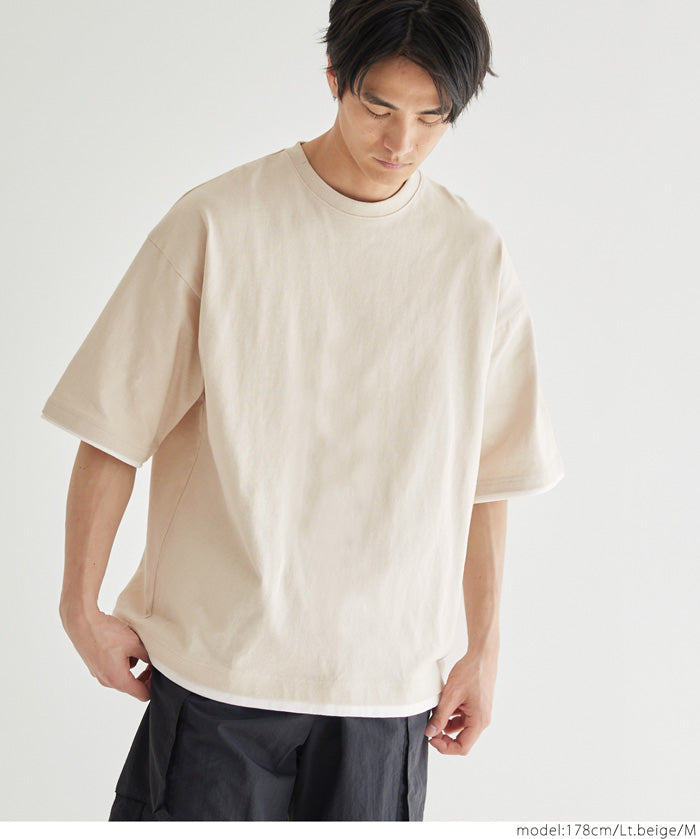 【重磅棉】男裝假兩件層次風格T恤 T-shirt 上衣
