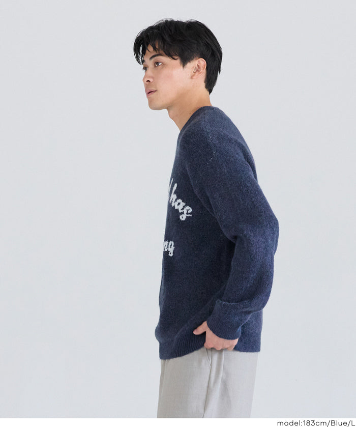 男裝馬海毛風格LOGO針織毛衣