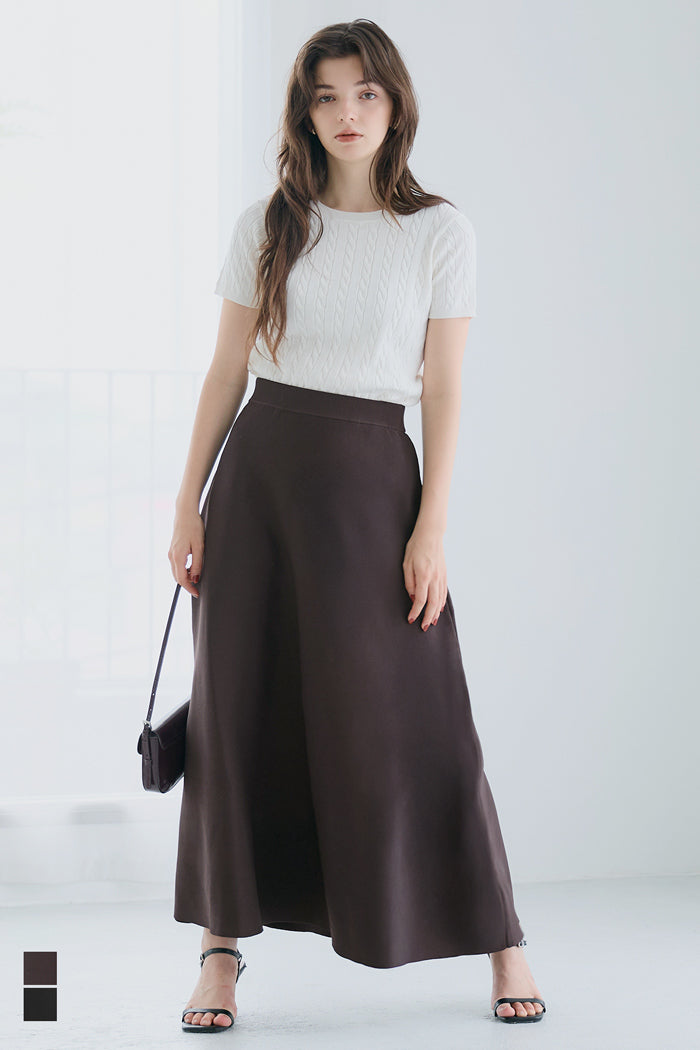 基礎百搭針織A字長裙