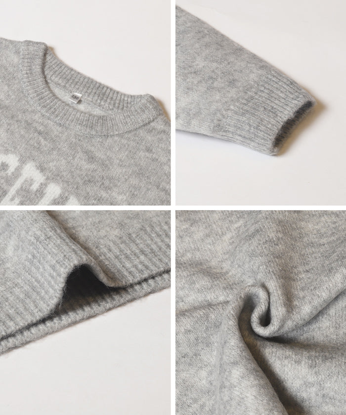 童裝英字LOGO圓領長袖毛衣 親子裝