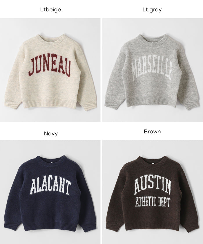 童裝英字LOGO圓領長袖毛衣 親子裝