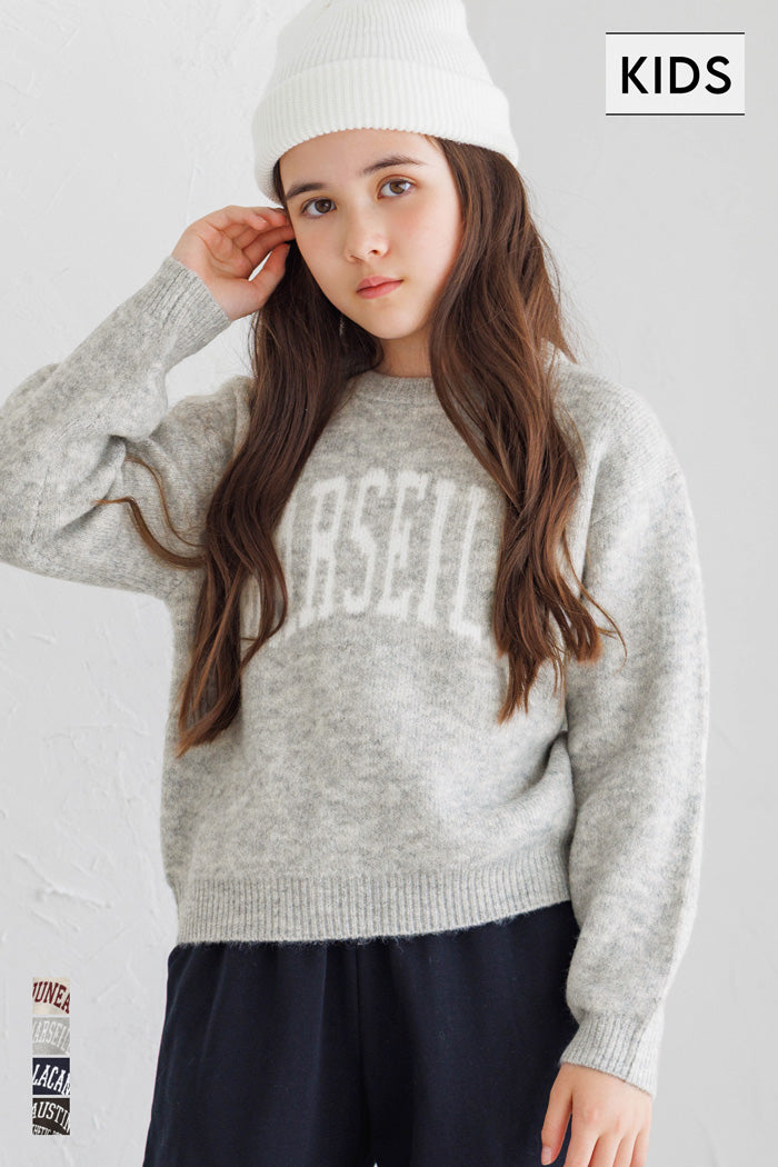 童裝英字LOGO圓領長袖毛衣 親子裝