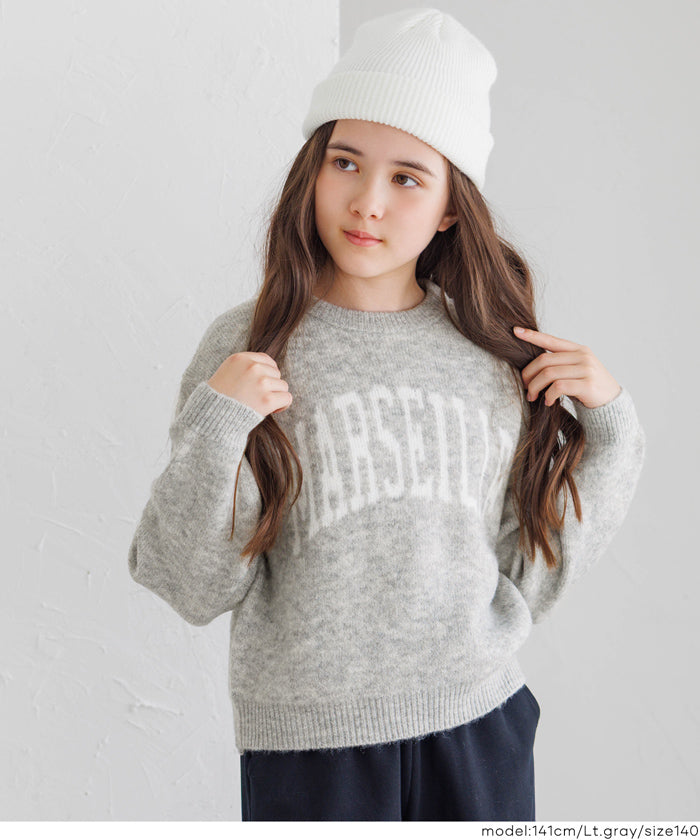 童裝英字LOGO圓領長袖毛衣 親子裝