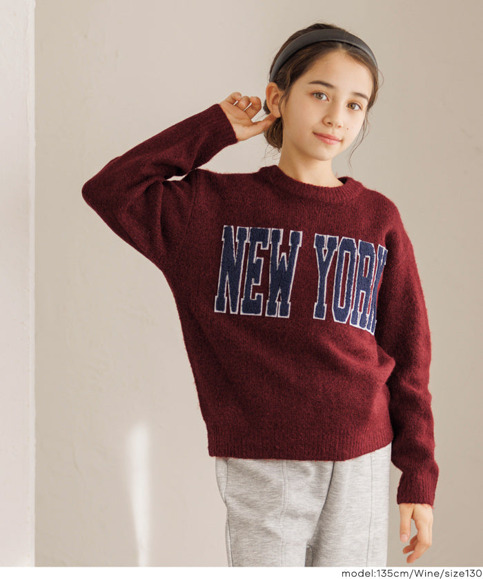 童裝大學風英字LOGO圓領毛衣 親子裝