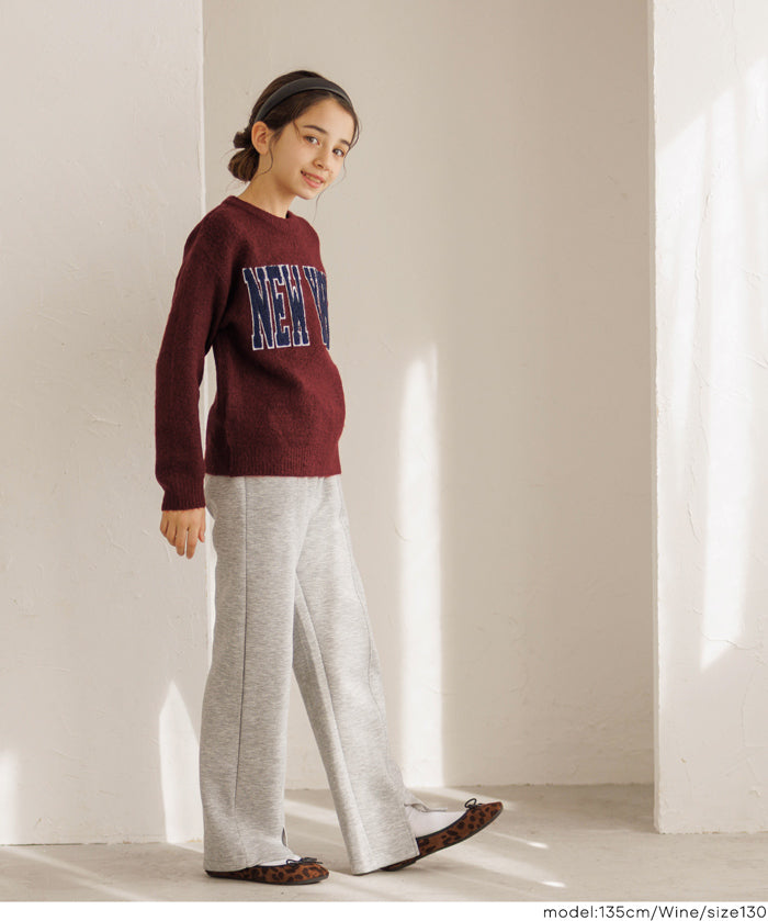 童裝大學風英字LOGO圓領毛衣 親子裝