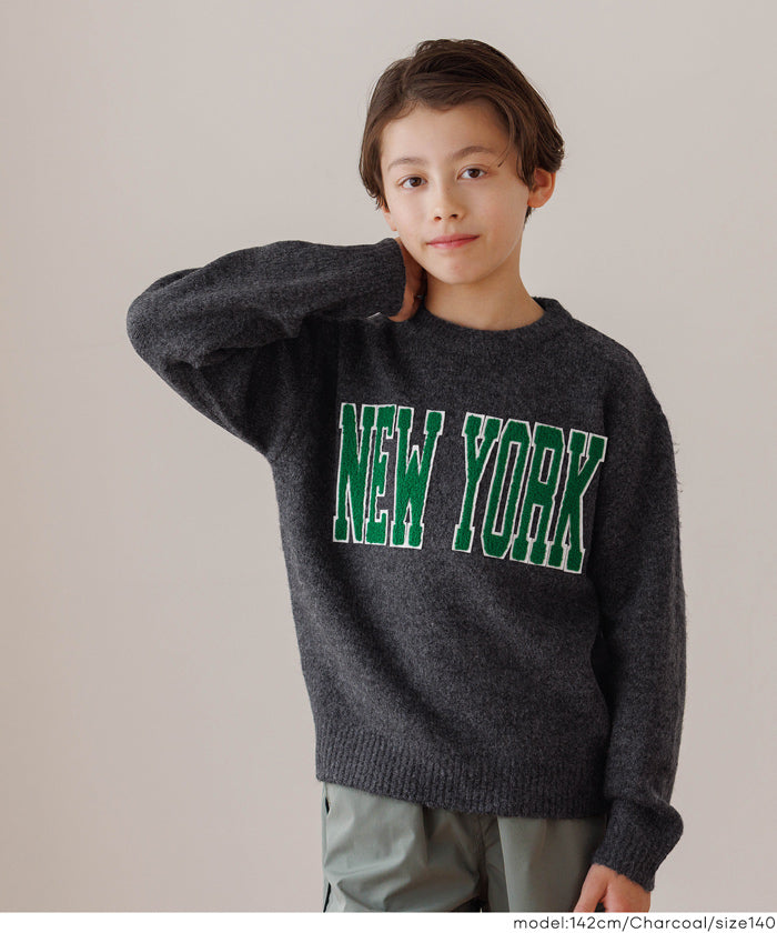 童裝大學風英字LOGO圓領毛衣 親子裝
