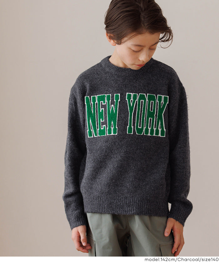 童裝大學風英字LOGO圓領毛衣 親子裝