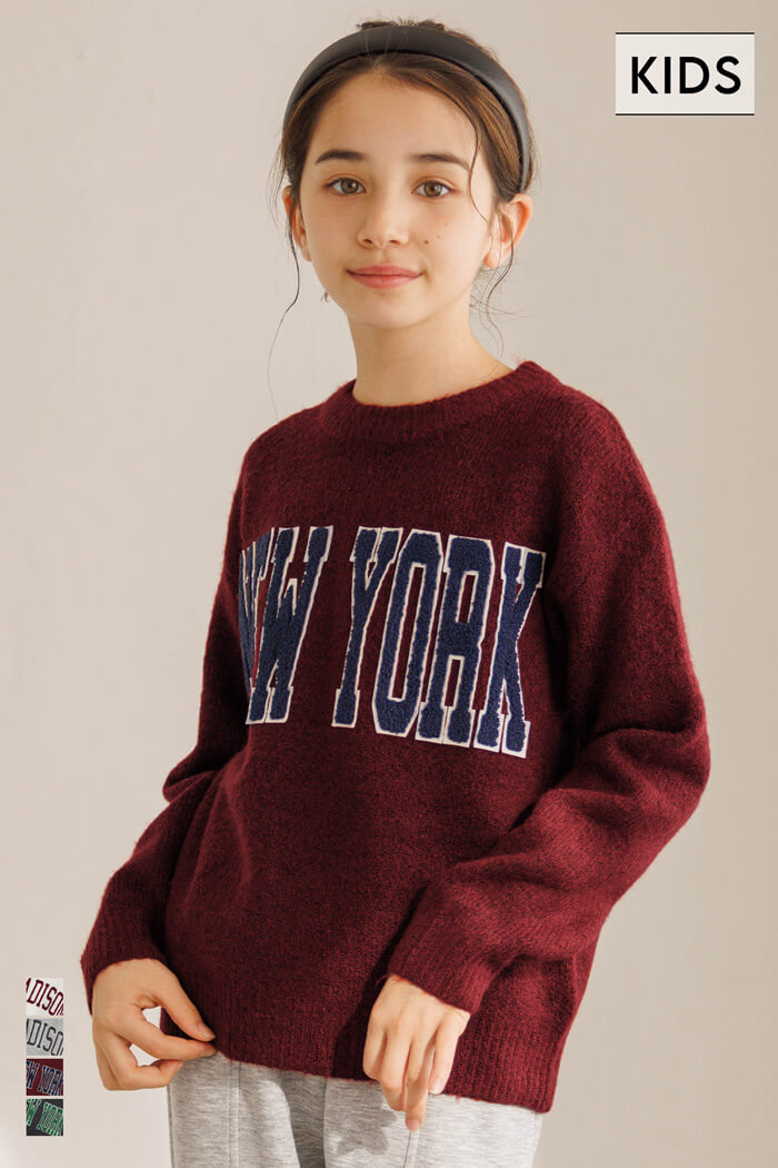 童裝大學風英字LOGO圓領毛衣 親子裝