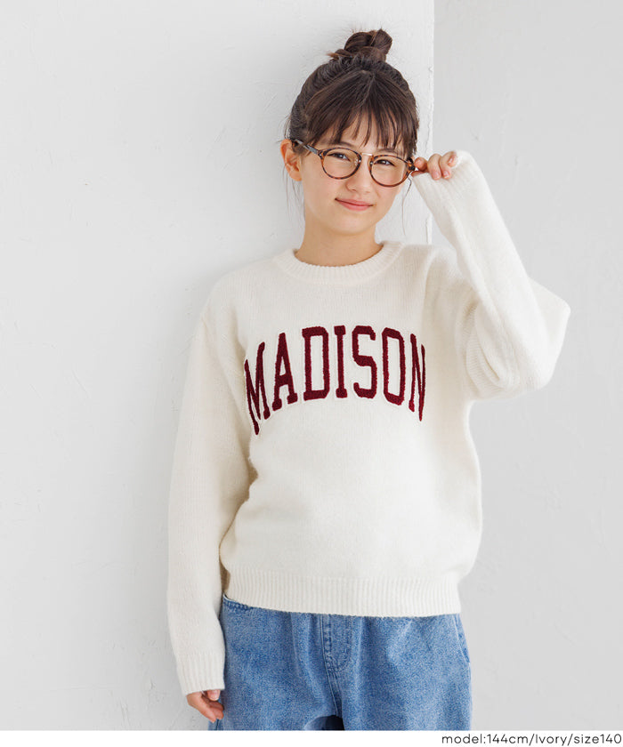 童裝大學風英字LOGO圓領毛衣 親子裝
