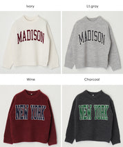 童裝大學風英字LOGO圓領毛衣 親子裝