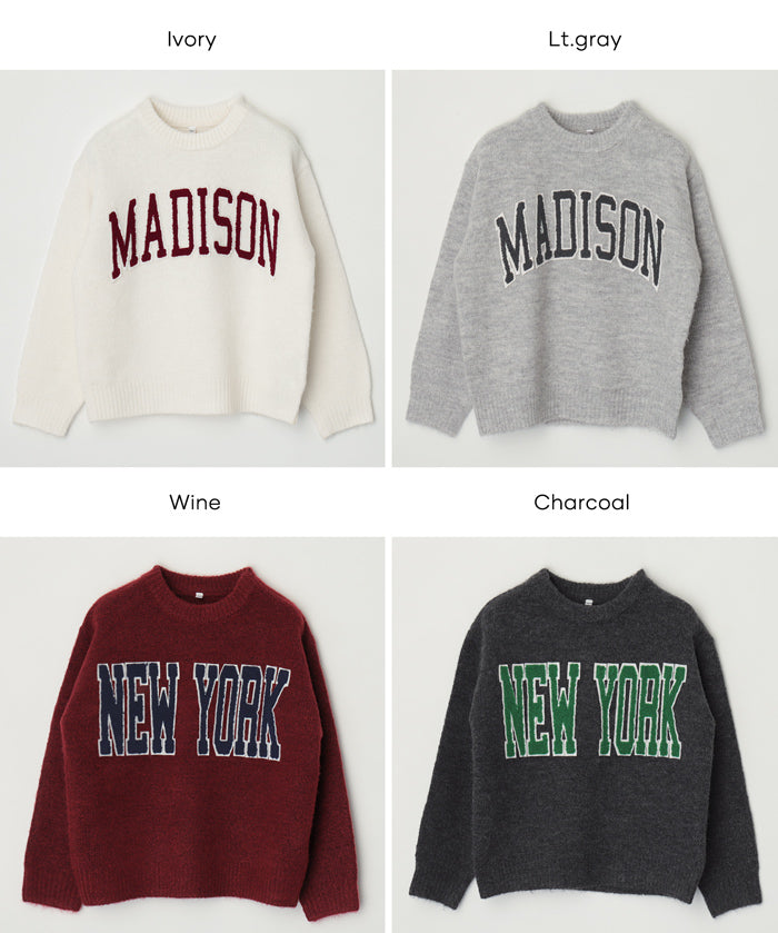 童裝大學風英字LOGO圓領毛衣 親子裝