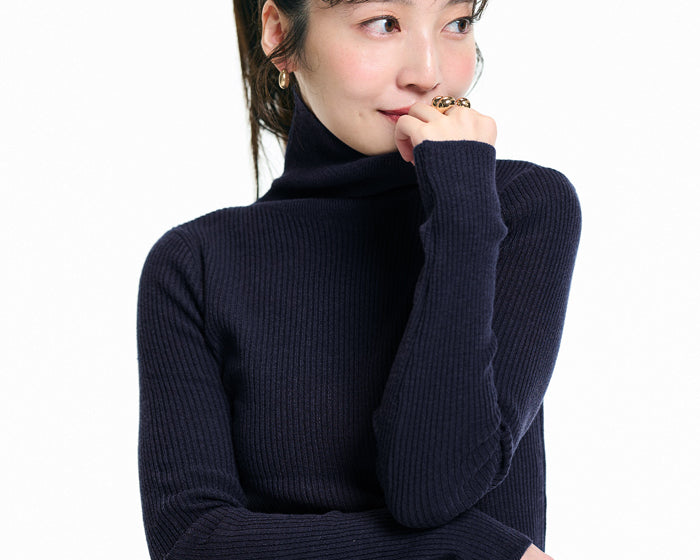 Machine washable soft knit turtleneck top