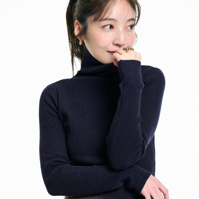 可機洗柔軟針織高領上衣