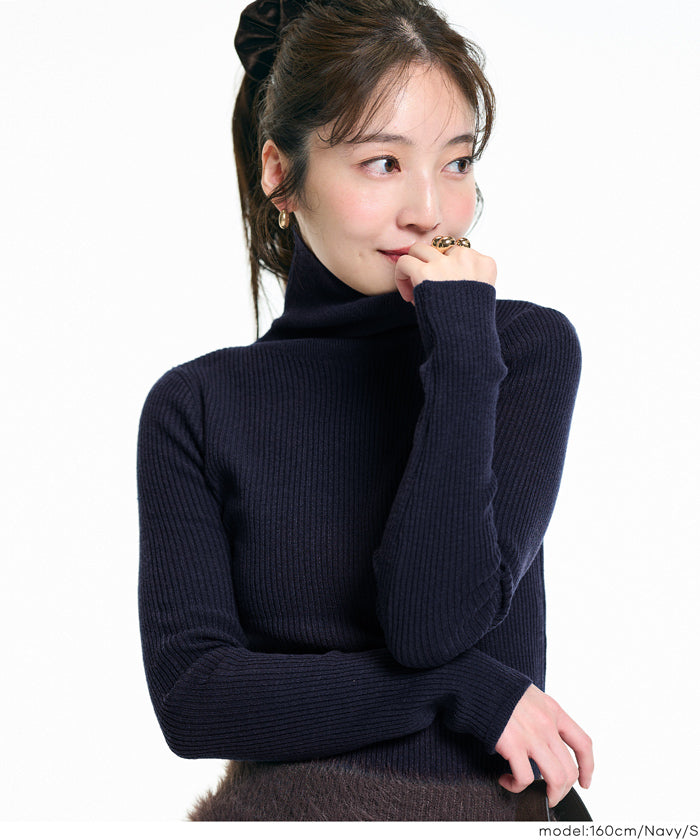 可機洗柔軟針織高領上衣