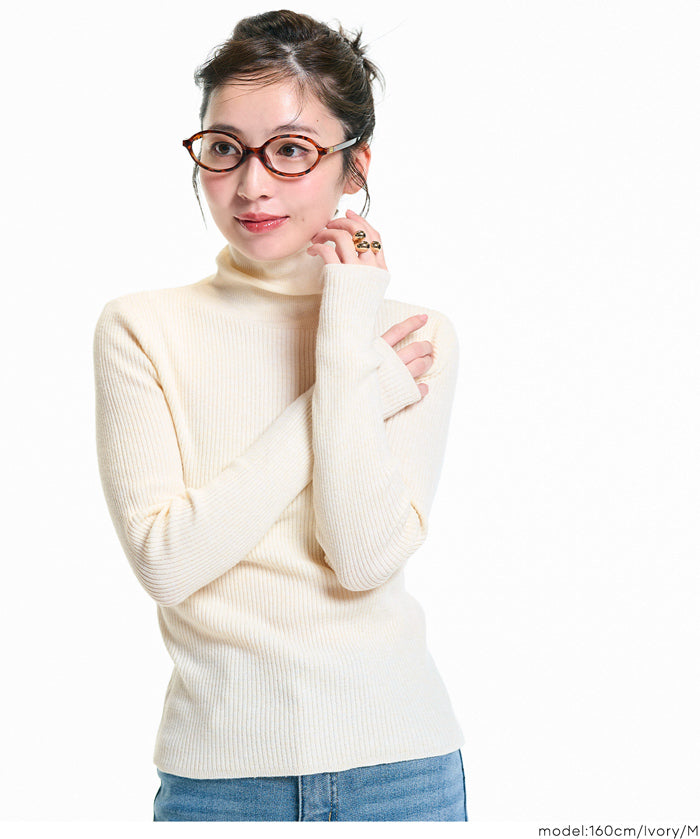 可機洗柔軟針織高領上衣