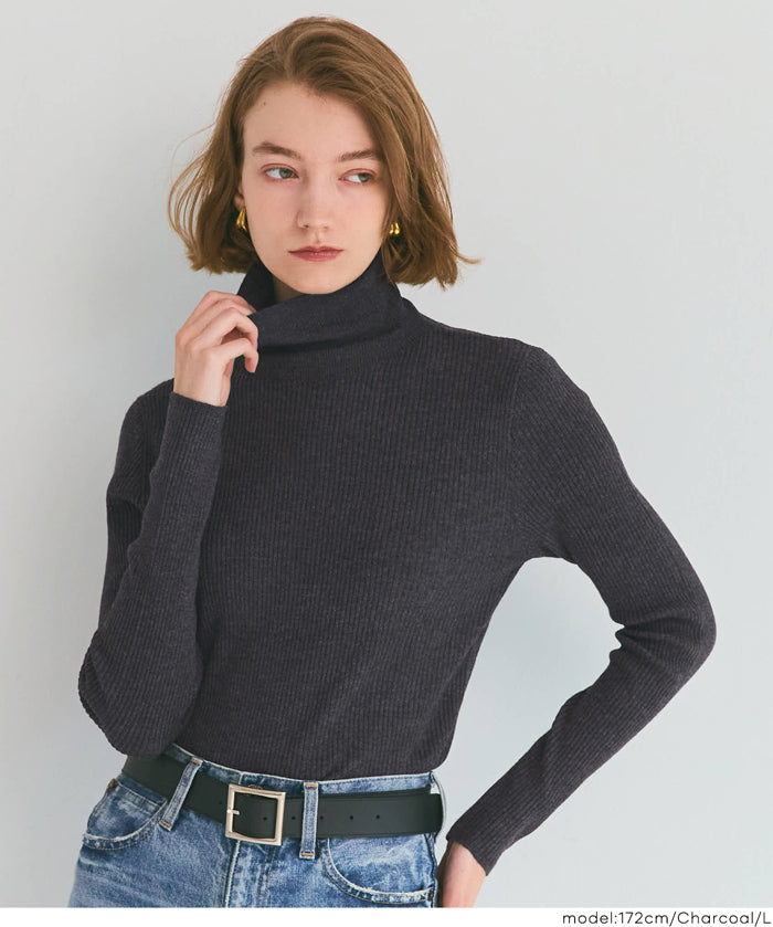 可機洗柔軟針織高領上衣