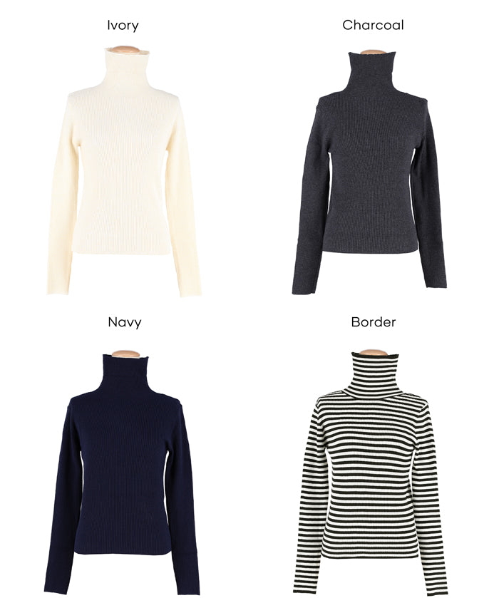 可機洗柔軟針織高領上衣