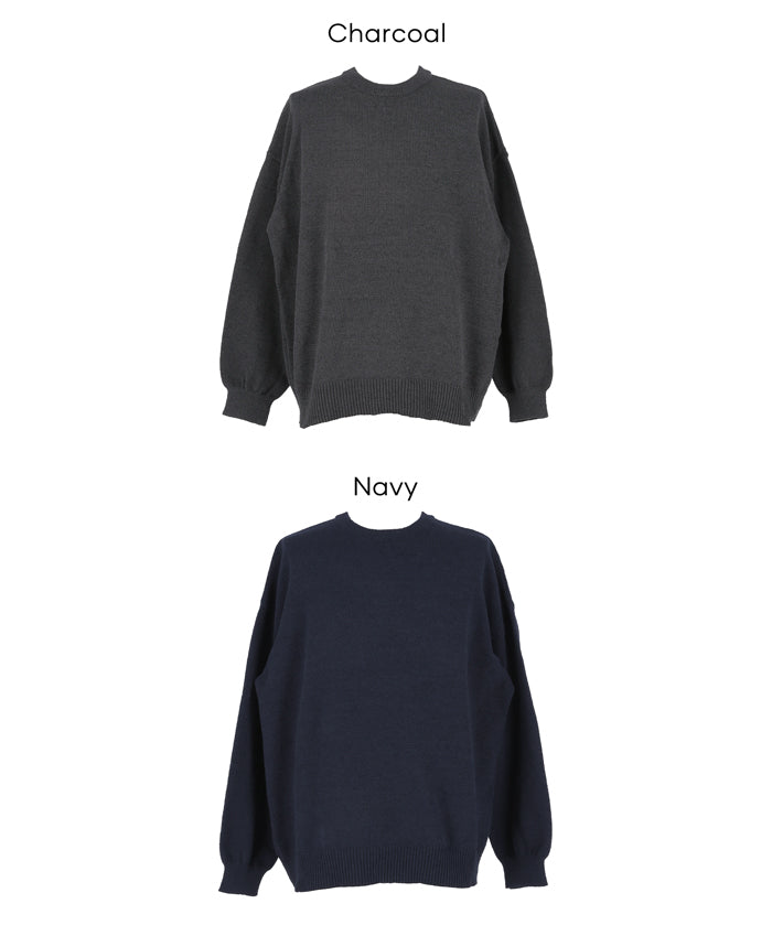 男裝霧感針織圓領長袖毛衣