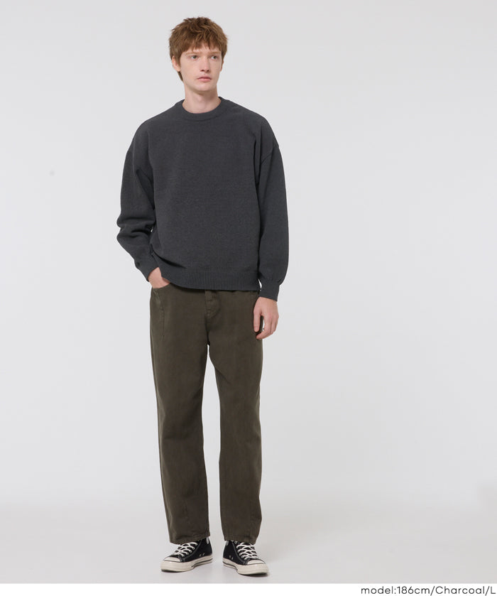 男裝霧感針織圓領長袖毛衣