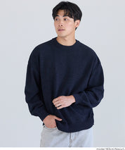 男裝霧感針織圓領長袖毛衣