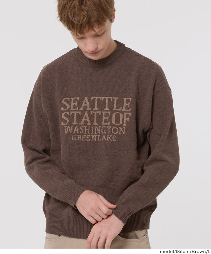 男裝英字LOGO圓領針織上衣