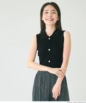 氣質金扣POLO領無袖背心針織 通勤