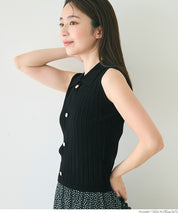 氣質金扣POLO領無袖背心針織 通勤