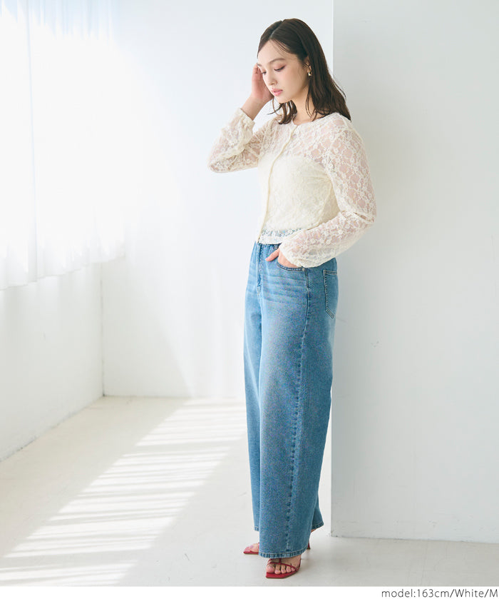 小性感蕾絲圓領外罩衫
