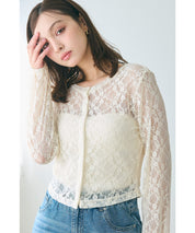 小性感蕾絲圓領外罩衫
