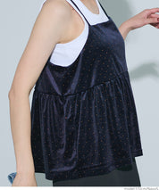 細閃碎鑽絨布細肩帶娃娃背心