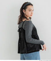 細閃碎鑽絨布細肩帶娃娃背心