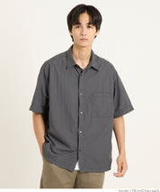 男裝日系胸前口袋尼龍短袖襯衫