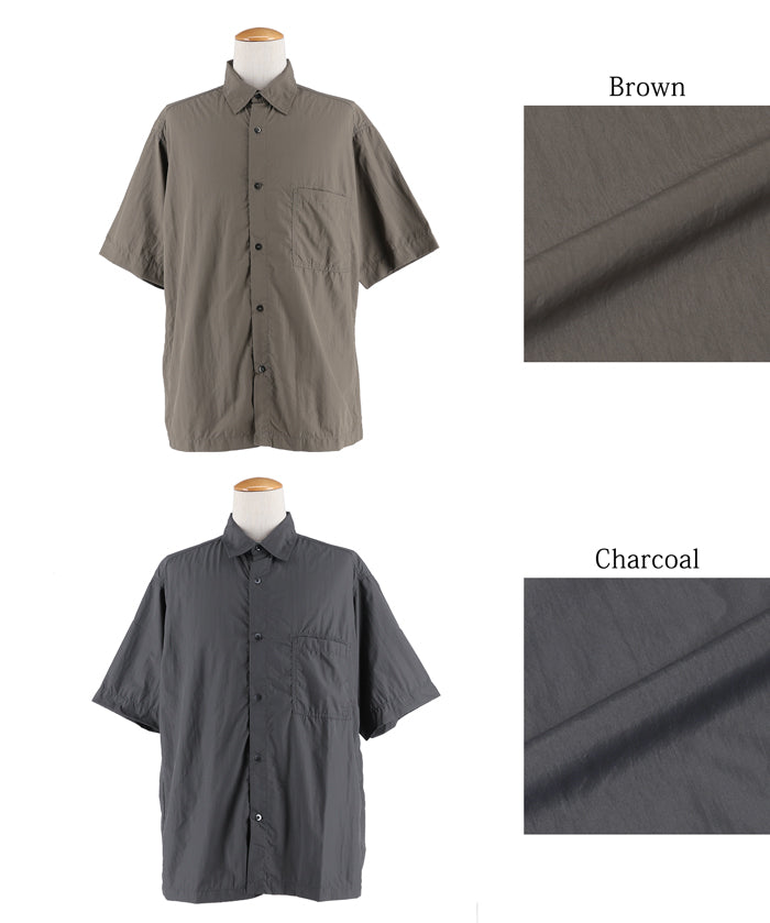 男裝日系胸前口袋尼龍短袖襯衫
