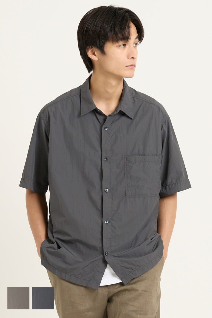 男裝日系胸前口袋尼龍短袖襯衫