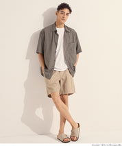 男裝日系胸前口袋尼龍短袖襯衫