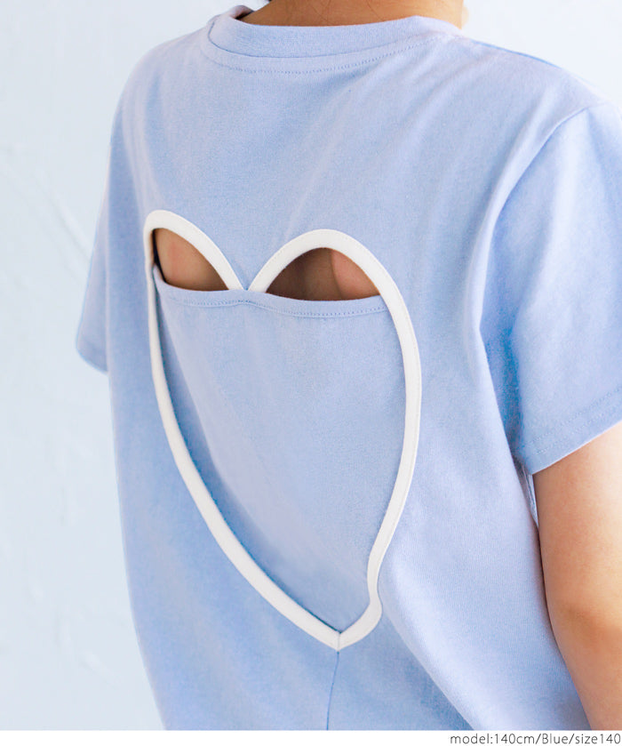 童裝後背簍空愛心短袖上衣 T-shirt