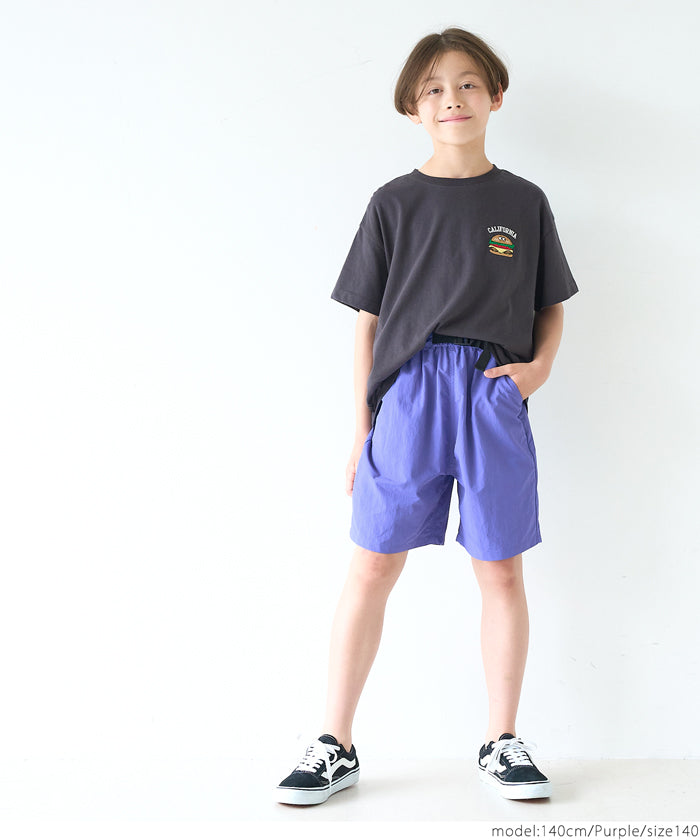 童裝運動風造型腰帶尼龍短褲