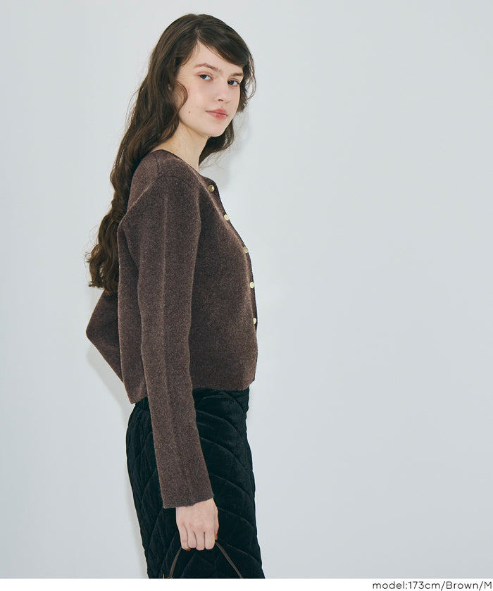 【可配套】軟糯絨感金扣針織開衫外套