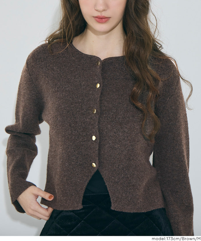 【可配套】軟糯絨感金扣針織開衫外套