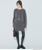 【可配套】軟糯絨感金扣針織開衫外套