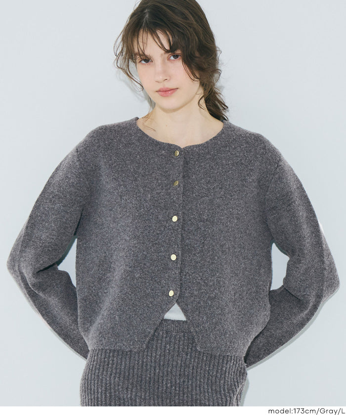 【可配套】軟糯絨感金扣針織開衫外套