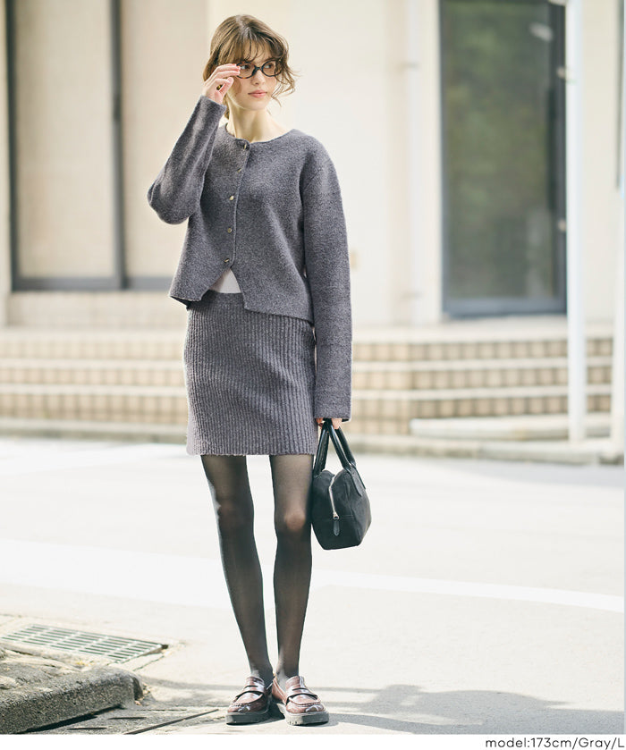 【可配套】軟糯絨感金扣針織開衫外套