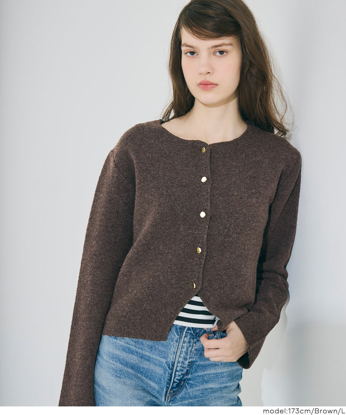 【可配套】軟糯絨感金扣針織開衫外套