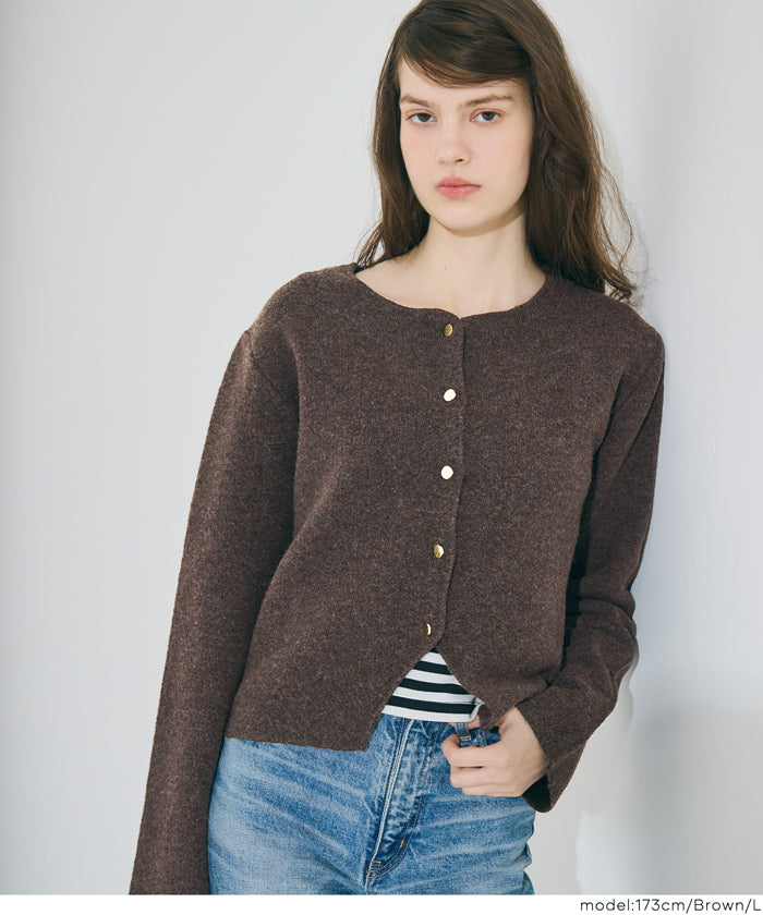 【可配套】軟糯絨感金扣針織開衫外套