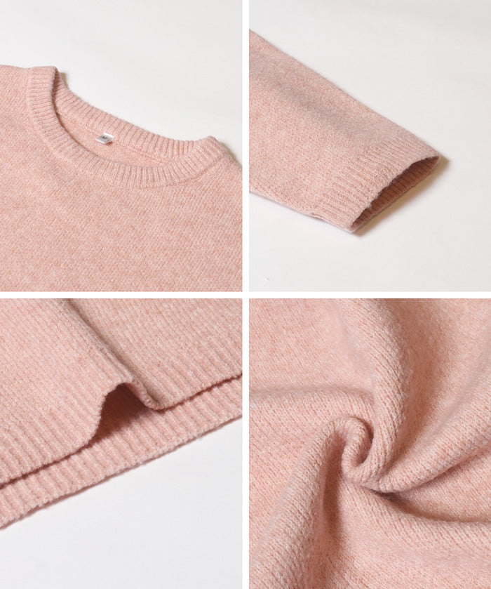 慵懶厚實短版針織毛衣