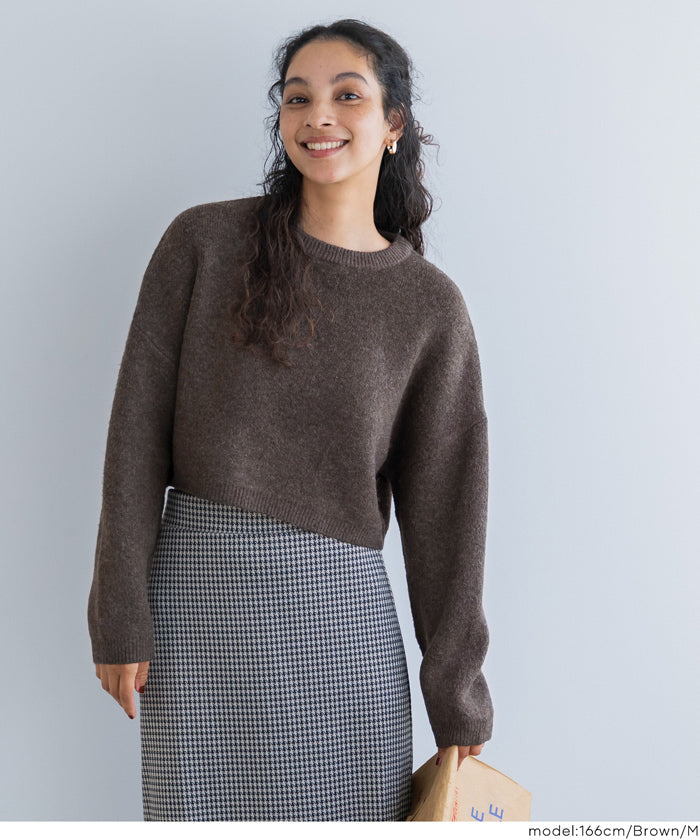 慵懶厚實短版針織毛衣